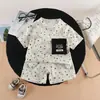 Conjunto de Verano para Niños Nuevo Elegante y Guapo Bebé Niños Estampado Completo Estrella Manga Corta Conjunto de Dos Piezas Ropa Delgada Moderno