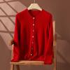 Suéter de Cachemira de Cuello Redondo para Mujer Chaqueta Tejida Otoño e Invierno Nuevo Diseño de Trenza Pequeña Cárdigan Suéter Cómodo y Cálido