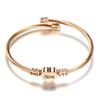 Venta Caliente Transfronteriza 11mm Corazón Grabado Letras Mamá Acero Inoxidable Trenzado Cable Oro 18K Acero de Titanio Pulsera Al por Mayor