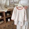 Conjunto de Roupa Íntima Térmica Quente de Outono e Inverno para Meninos Roupa Íntima de Camada Base com Desenho Animado Fofo para Meninas Pijama Justo para Bebê