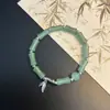 Pulsera Mariposa Campo Verde, Nueve Piezas de Pulseras de Vidrio, Pequeña Fresca Elegante, Pulsera de Lazo con Perlas Blancas para Mejores Amigas