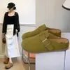 Mules retro de punta cerrada para mujer, nueva moda de otoño 2026, sin cordones con hebilla, zapatos versátiles estilo Birkenstock