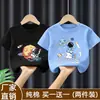 Camiseta de Verano para Niños de Algodón Puro de Manga Corta 2026 Nuevo Verano Estampado de Dibujos Animados Holgada para Estudiantes Jóvenes y Mayores