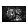 Pintura en lienzo de una familia de leones jóvenes, arte animal en blanco y negro, póster mural, arte de pared para dormitorio, sala de estar, pintura decorativa moderna