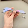Óculos Sem Aro, Estilo Moderno para Homens e Mulheres, Armações Artísticas Sem Aro, Podem Ser Equipados com Lentes de Grau, Luz Azul Anti-Reflexo, Anti-Radiação e Lentes Protetoras