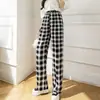 Calça Wide Leg Tie-Dye com Estampa de Leopardo em Tinta para Primavera e Verão Feminina Casual Estilo Étnico Solta Calça de Seda Gelo Calça Casual