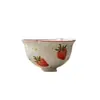 Juego de té de kung fu de cerámica pintado a mano bajo vidriado Miyan con fresas, para uso doméstico, tetera de uso personal, gaiwan, colección de tazas de maestro