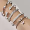 Pulsera Geométrica de Remaches de Acero Inoxidable, Conserva el Color, Lujo Ligero, Estilo Europeo y Americano, Único, de Nicho, Juego de Pulseras Incrustadas con Diamantes