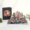Tarjeta de Saludo Estéreo Navideña, Árbol de Navidad Colorido, Talla de Papel Hecha a Mano Creativa, Mensaje de Bendición de Gratitud, Tarjeta con Sobre al por Mayor