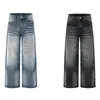 Jeans rectos Cat whisker cleanfit lavados, nueva colección de otoño, estilo retro americano, lavado desgastado, corte holgado y casual