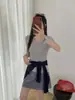 26 Nuevo Estilo de Otoño Top, Lana Merino 100% Súper Fina, Estilo Coreano Color Sólido Cuello Redondo Manga Corta Camiseta Básica de Punto para Mujer