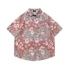 Camisetas de Manga Corta Divertidas con Dibujos Animados y Graffiti Estilo Hong Kong Veranieño para Hombres y Mujeres Estilo Dopamina Sueltas Dulces Florales Camisas Modernas