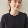 Moda Otoño e Invierno Versátil Suéter de Cachemira para Mujer Cuello Redondo de Cachemira Suéter Grueso Holgado de Punto Cachemir Suéter Básico de Punto