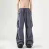 Pantalones de paracaidista con estilo americano para hombre, marca de moda urbana, holgados, rectos, casuales, con múltiples bolsillos, pantalones largos de pierna ancha