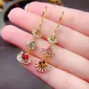 Venta al por mayor de fábrica Pendientes Populares de Turmalina Natural con Incrustaciones de Plata S925 Piedra Principal 5*5 Joyería de Lujo Venta Directa de Fábrica