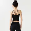 Top de tirantes cruzados en la espalda para yoga con almohadillas en el pecho, cómodo y de soporte, adecuado para correr, entrenar y como capa exterior