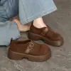 Zapatos de plataforma versátiles estilo bosque de gamuza para mujer, nuevo estilo otoño 2026, con suelas gruesas y hebilla de cinturón, para mujeres petite