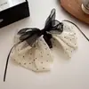 Grampo de Cabelo Bolinhas Estilo Coreano com Laço Parte de Trás da Cabeça Estilo Princesa Rede Prendedor de Rabo de Cavalo Grampo de Cabelo Lateral Cogumelo para Menina com Fita