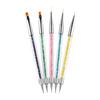 Pincel de Nail Art Caneta de Ponta Dupla Pintura com Pontos Diamantados Flor Puxar Linha Gancho Pintado Flor Manchada Serrilhada Terapia de Luz Conjunto de Canetas Francesas Ferramenta