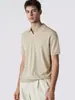 Camisa Polo Tricotada de Manga Curta Masculina Estilo Old Money Luxo Leve Gola Gaivota Casual Gola Meio Aberta