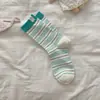 Calcetines Rayados de Otoño e Invierno para Mujer con Diseño de Gato de Dibujos Animados, Calcetines de Algodón Lindos, Calcetines Holgados Estilo Coreano y Japonés