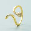 Nuevo Estilo Cobre Chapado Oro Real Micro-incrustado Zirconia Diseño Personalizado Anillo de Serpiente para Mujer Creativo Abierto Ajustable Anillo Pulsera