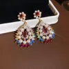 Collar con colgante redondo de perla de circón bañado en oro real de 18k, aretes estilo palacio, conjunto de joyería de lujo ligero de alta gama