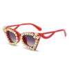 Gafas de Sol Geométricas Nuevas Transfronterizas Estilo Europeo y Americano Personalizadas Incrustadas de Diamantes Gafas Hip-Hop Ins Gafas de Sol de Perlas Transfronterizas