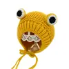 Gorro Infantil Otoño e Invierno Hecho a Mano Lindo Dibujo Animado Orejas de Rana Gorro de Lana Cálido Tejido