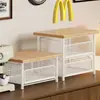 Estante de Almacenamiento de Escritorio, Organizador de Bocadillos para Mesa de Comedor, Estante de Almacenamiento en Capas Deslizante para Tazas de Té, Bolsitas de Té, Cafetera, Horno de Microondas