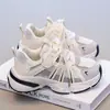 Novos Tênis Chunky Color Block para Meninas Primavera e Outono 2026, Malha Respirável, Velcro, Sola Macia, Antiderrapante, Tênis Casuais para Estudantes