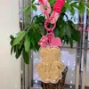 Pingente Chaveiro Urso Morango Banhado a Ouro, Corrente Fofa de Desenho Animado Sem Preocupações para Celular, Pingente de Bolsa, Presente de Aniversário para Namorada