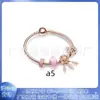 Pangadora Cobre Blanco S925 Chapado en Plata Polvo de Oro Rosa Suave Sueño Pulsera de Dos Vías Moda Elegante Pulsera