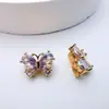 Dorado de Alta Retención de Color con Circonita Incrustada Espaciador de Mariposa de Tres Filas Pulsera Colgante Hecha a Mano con Cuentas Espaciador de Tres Agujeros Accesorio