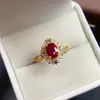 Anel de Rubi Natural Transfronteiriço Acessórios de Pedra Preciosa Nicho Alto Padrão Joias de Prata 925 6*8 Venda Direta da Fábrica de Joias