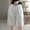 Shorts de algodão e linho femininos verão novo calça feminina de cinco partes solta cintura alta modeladora calça feminina de comprimento médio calça casual solta