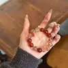 Pulsera de Ágata Roja FieryNatural con Lámina de Oro y Cuentas Cubo de Azúcar Super Siete, Joyería de Regalo para Mujer Estilo Chino