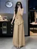 Conjunto Completo de Ropa Kochi Estilo Francés Ligero para Mujer Verano 2026 Estilo Old Money Chaleco sin Mangas de Ganchillo Pantalones de Pierna Ancha Conjunto de Dos Piezas
