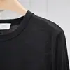 Camiseta de manga larga con cuello redondo, cómoda, adelgazante, para uso diario, de modal y cachemir, para mujer, Warren Sea Dragon BKL01