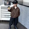 Jaqueta de Couro Masculina Primavera e Outono 2026 Novo Estilo Jaqueta de Couro Estilosa para Menino Pequeno Roupa de Outono Tendência Estilosa Top