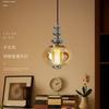 Lámpara de Mesa de Madera Vintage Luz de Lujo de Diseño Sala de Estar Estudio Dormitorio Lámpara de Noche Lámpara de Mesa de Cristal Atmósfera Lámpara de Mesa