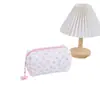Nueva Bolsa de Maquillaje con Lazo Plisado para Mujer, Linda Bolsa Grande de Almacenamiento para Cuidado de la Piel, Bolsa de Lavado Grande para Viaje