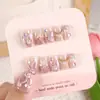 10 Piezas de Parches Blanqueadores de Uñas Coded Pure Desire, Manicura de Fototerapia con Diamantes Incrustados de Perla de Sirena, Uñas Desgastables Finamente Hechas a Mano