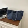 Bolsa tote de brim transfronteiriça, bolsa de ombro casual, grande capacidade, leve, estilosa, adequada para estudantes e para o dia a dia.