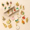 Série de Pingentes de Plantas Pequenas Frescas com Gotejamento de Óleo Transfronteiriços Europeus e Americanos Flor de Cacto Abelha DIY Acessórios de Joias Versáteis