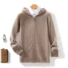 Suéter de Lã Masculino Novo de Primavera, Cardigã Casual com Capuz e Zíper para Homens Jovens e de Meia-Idade, Moletom Esportivo de Lã
