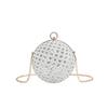 Saco de jantar Nova moda 2024 Diamante retro bolsa de ombro crossbody feminina cadeia bola de lantejoulas pequena bolsa redonda