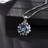 Xiaohongshu Kuaishou Douyin Influenciador Live Colar Banhado a Prata Pedra de Alto Carbono Diamante Quadrado Gota Pera Formato Pingente Feminino Atacado