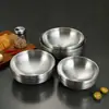 Acero Inoxidable 304 Tazón para Fideos Fríos Estilo Coreano Tazón Ondulado de Doble Capa Tazón Doméstico Anti-quemaduras para Sopa Tazón Dorado Luosifen Tazón para Ramen