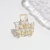 Nueva y elegante pinza pequeña de aleación de lujo con perlas de imitación y diamantes de imitación para el flequillo, pinza para el pelo, media pinza, accesorios para el cabello